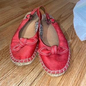 Coral Pink Espadrille Slingback Wedges Sz6.5